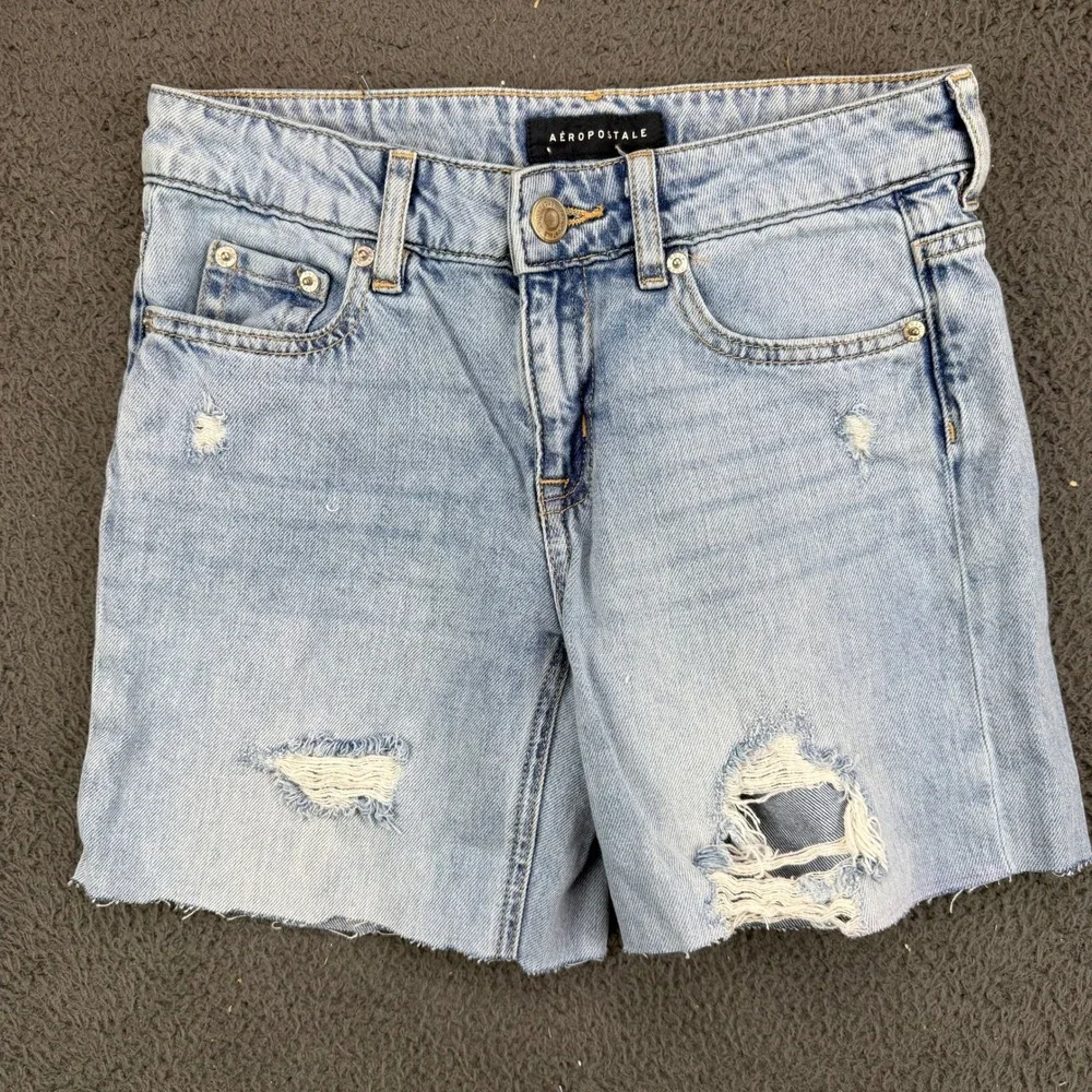 Aeropostale Aero Baggy Wide Leg Distressed Denim Shorts Light Womens 000 Reg